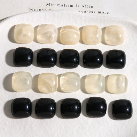 Vintage Square Resin Flatback Patches For DIY Jewelry Making Earrings Hairpin Accessories Marble Pattern Minimalist Cabochons