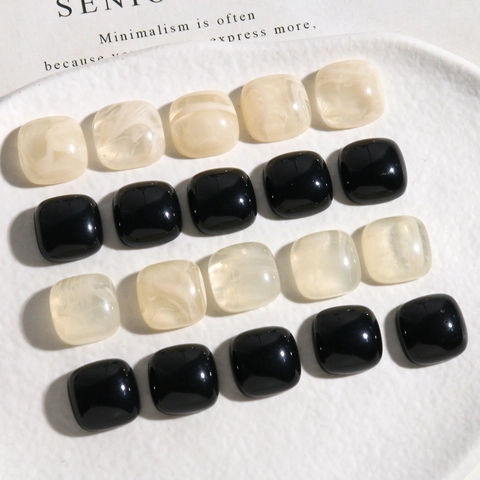 Vintage Square Resin Flatback Patches For DIY Jewelry Making Earrings Hairpin Accessories Marble Pattern Minimalist Cabochons