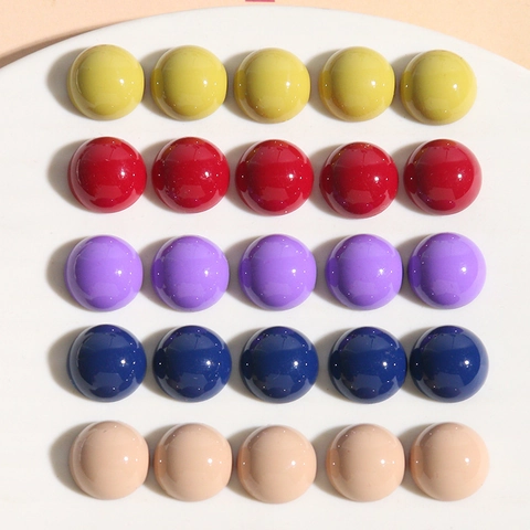Acryl Rund Cabochon Perlen 12mm Lackiert Glänzend DIY Schmuckzubehör Für Ohrringe Stecker Bastelmaterialien