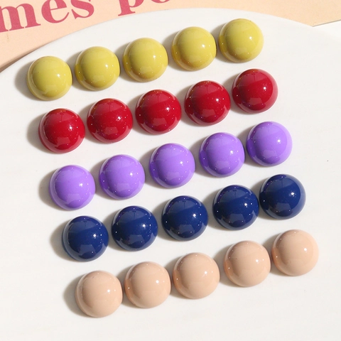 Acryl Rund Cabochon Perlen 12mm Lackiert Glänzend DIY Schmuckzubehör Für Ohrringe Stecker Bastelmaterialien