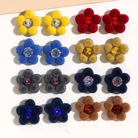 Beflockte Strass Blume DIY Schmuck Zubehör Für Ohrringe Handyhülle Dekoration Herbst Winter Bastelbedarf