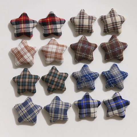 Botones de Estrella de Tela a Cuadros Vintage Accesorios de Costura DIY Estilo Británico Decoración para Bolsos Abrigos Sombreros