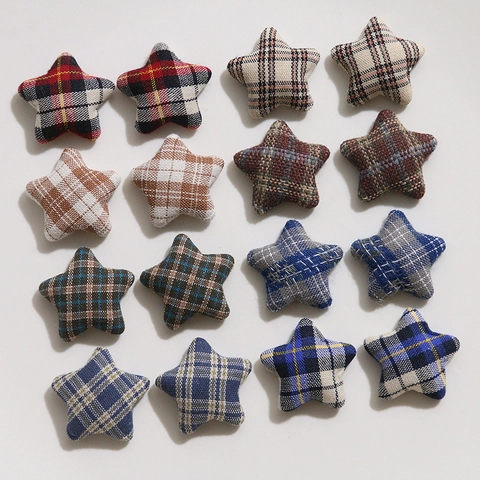 Botones de Estrella de Tela a Cuadros Vintage Accesorios de Costura DIY Estilo Británico Decoración para Bolsos Abrigos Sombreros