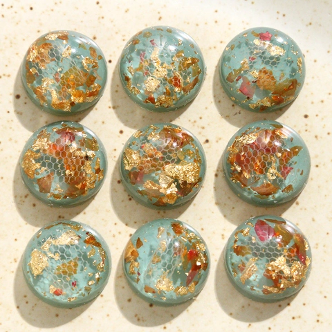 Cabochons en Résine Rétro Français Avec Feuille d'Or Fleurs Séchées Motif Serpent Nid d'Abeille Pour DIY Accessoires Bijoux