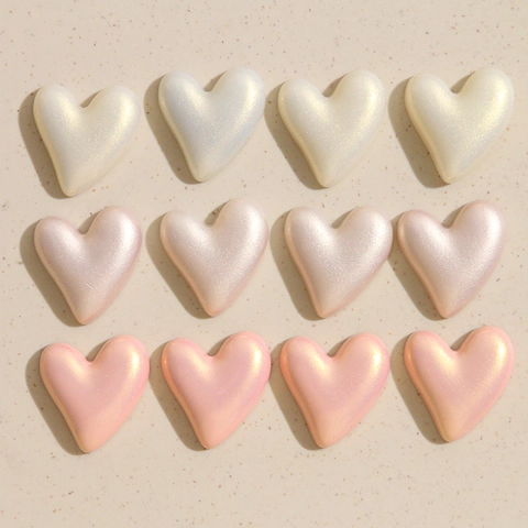 Acrylic Heart Charms With Pearl Luster For DIY Jewelry Making Princess Style Artificial Pearl Heart Patches For Phone Case Decor