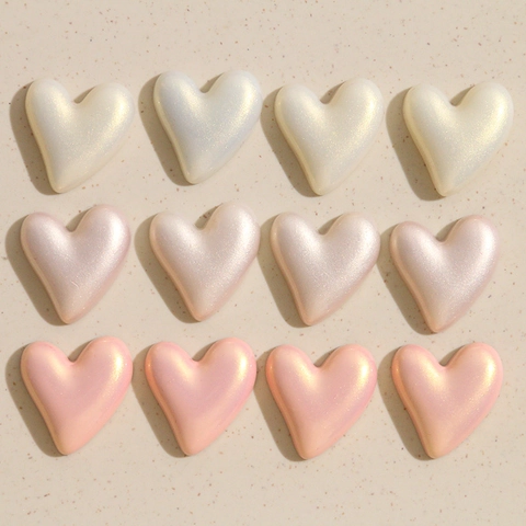 Acrylic Heart Charms With Pearl Luster For DIY Jewelry Making Princess Style Artificial Pearl Heart Patches For Phone Case Decor