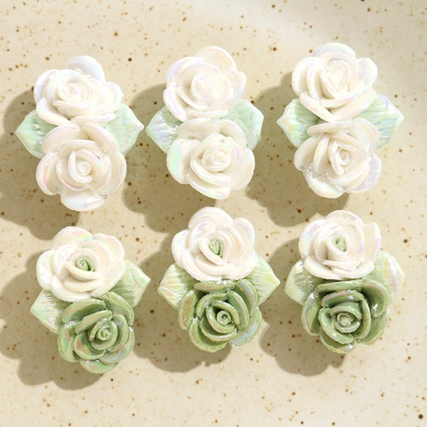 Accessoires de Bijoux en Céramique de Fleur de Rose 3D Frais Français Apprêts de Bijoux DIY Nacrés pour la Fabrication de Bijoux