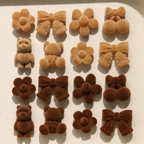Carini Accessori per Gioielli Fai da Te in Resina con Fioccatura Orso Fiore Fiocco Ciondoli in Velluto Marrone per Capelli