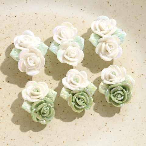 Accessoires de Bijoux en Céramique de Fleur de Rose 3D Frais Français Apprêts de Bijoux DIY Nacrés pour la Fabrication de Bijoux