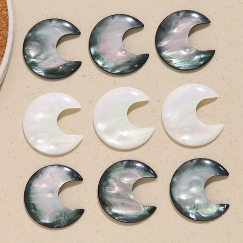 DIY Resin Moon Crescent Charms Faux Shell Iridescent Jewelry Findings For Earrings Necklace Making Handcrafted Material