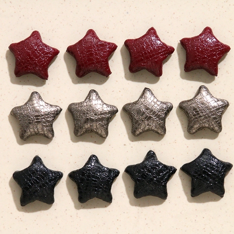 French Style Star Shaped Snake Pattern Leather Patches DIY Bag Decoration Retro Decorative Sewing Patch Buttons