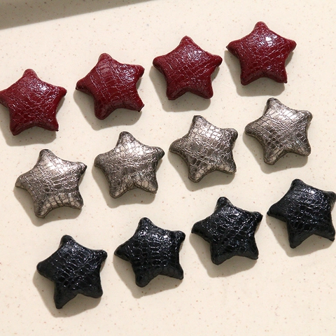 French Style Star Shaped Snake Pattern Leather Patches DIY Bag Decoration Retro Decorative Sewing Patch Buttons