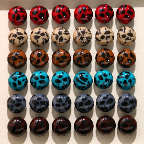 Pendentifs Vintage Américain en Résine 20mm Imprimé Léopard pour Bijoux DIY Boucles d'Oreilles Coques de Téléphone Accessoires Polis