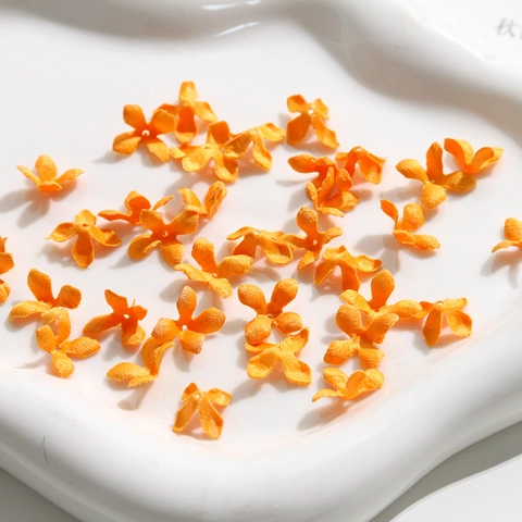 Pastoral Golden Yellow Osmanthus Fabric Four Petal Flower DIY Earrings Hat Decoration Handmade Jewelry Making Accessories