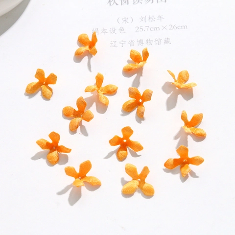 Pastoral Golden Yellow Osmanthus Fabric Four Petal Flower DIY Earrings Hat Decoration Handmade Jewelry Making Accessories