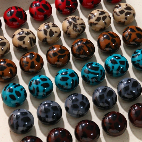 Pendentifs Vintage Américain en Résine 20mm Imprimé Léopard pour Bijoux DIY Boucles d'Oreilles Coques de Téléphone Accessoires Polis