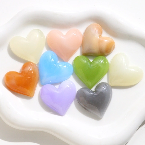 Sweet Heart Acrylic Flatback Patches Colorful Tie Dye DIY Craft Accessories For Hair Clips Phone Case Decoration