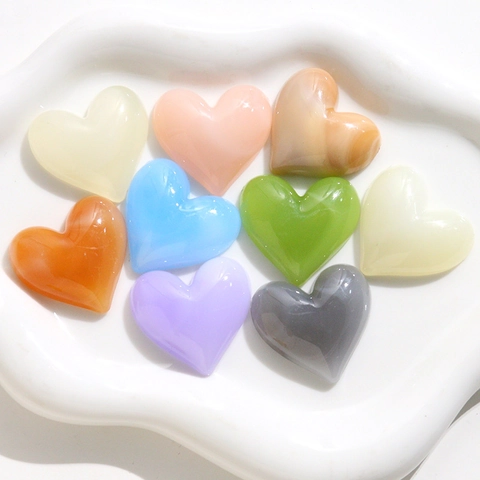 Sweet Heart Acrylic Flatback Patches Colorful Tie Dye DIY Craft Accessories For Hair Clips Phone Case Decoration