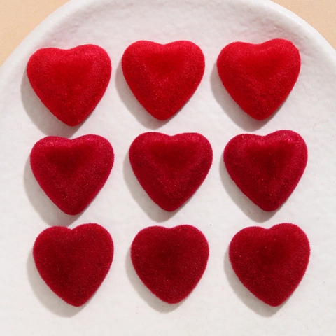 Patch a Cuore in Resina con Fioccatura Rossa per Creazione Gioielli Fai-da-te Orecchini Decorazione Cover Telefono San Valentino Capodanno