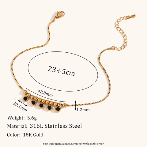 Tobillera de Mujer de Acero Inoxidable Chapado en Oro 18K con Zircón Verde Elegante Cadena de Caja Joyería de Pie Ajustable