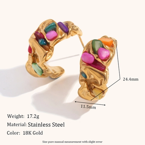 Stainless Steel Geometric Conch Artificial Pearl Rhinestone Earrings Set 18K Gold Plated Irregular Stud Earrings For Women Jewelry