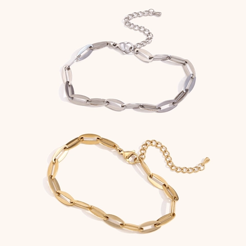 Minimalist Stainless Steel 14K Gold Plated Lip Chain Anklet For Women Adjustable Paperclip Link Chain Summer Beach Foot Jewelry