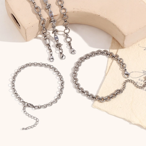 Tobillera de Acero Inoxidable Minimalista para Mujer Clip de Papel Grano de Café Corazón Empalme Cadena Tobillera Joyería