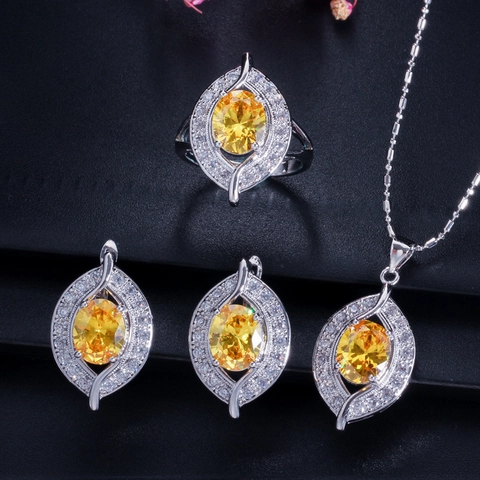 Set Gioielli Lusso Zirconia a Marquise Platinato Rame Collana Orecchini Anello per Donna Matrimonio Festa Regalo Lusso