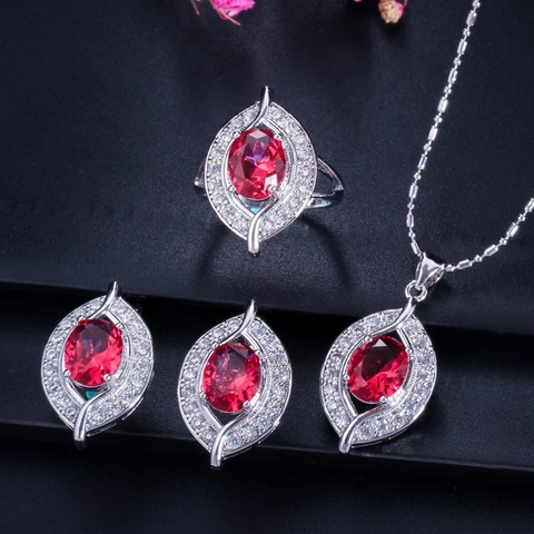 Set Gioielli Lusso Zirconia a Marquise Platinato Rame Collana Orecchini Anello per Donna Matrimonio Festa Regalo Lusso