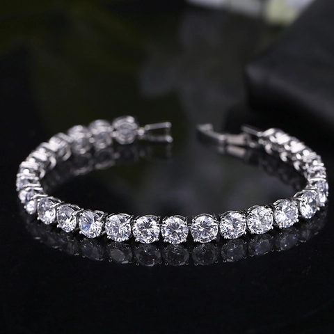 Luxury Copper Zirconia Tennis Bracelet For Women Gold Silver Plated Fashion Jewelry Round Cut Zirconia Wrist Band Party