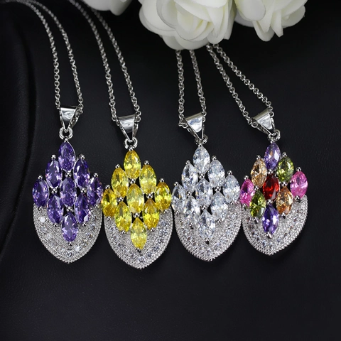 Luxe Koperen AAA Zirkonia Sieradenset Marquise Slijpvorm Blad Ketting Oorbellen Ring Voor Bruiloft Vrouwen Sieraden