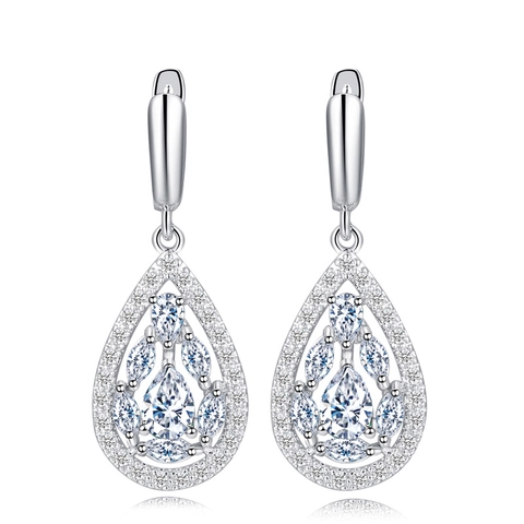 Luxueuze Koperen Waterdruppel Oorbellen Met Micro Geplaveide Zirconia Stenen Voor Vrouwen Elegante Peervormige Sieraden Voor Feesten