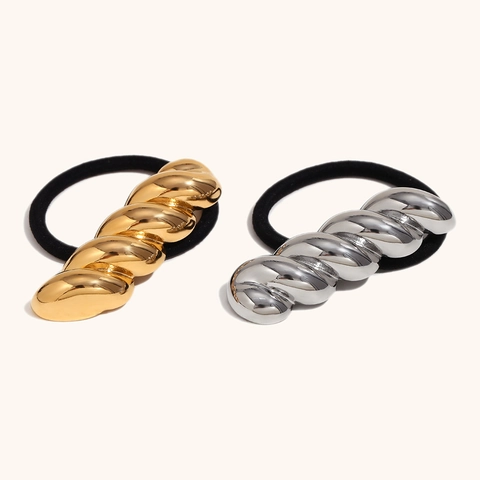 Edelstahl Gedrehte Spirale Haargummi Minimalistisch Gold Silber Galvanisiert Hoch Elastisches Haarband Mode Haarschmuck Damen