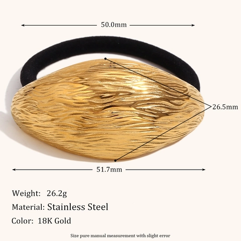 Goma de Pelo Minimalista de Acero Inoxidable para Mujer Dorado Plateado Textura de Concha Patrón de Ondas Cuerda de Pelo Elástica Moda Accesorios para el Cabello