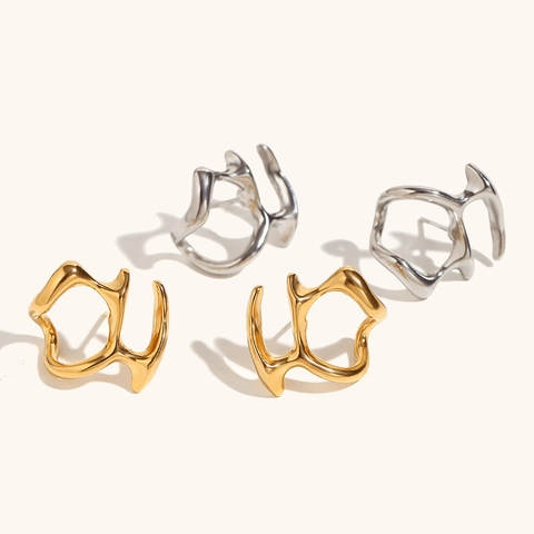Irregular Abstract Mask Fluid Stud Earrings Stainless Steel Gold Silver Polished Minimalist Jewelry For Women No Stone