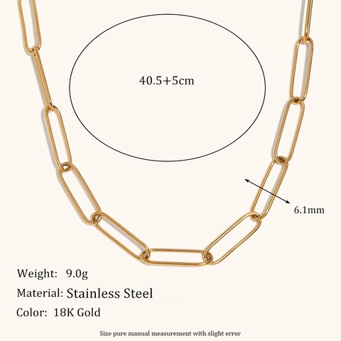 Minimalistische Edelstahl Büroklammer Kette Halskette Für Damen Gold Silber Plattiert Hip Hop Persönlichkeit Geometrische Loop Link Kette