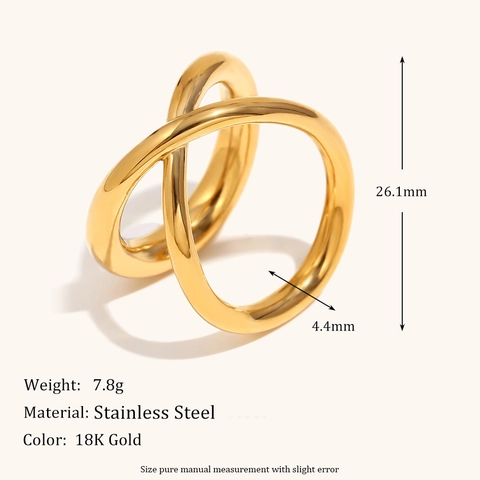 Anillo de Acero Inoxidable para Mujer Bañado en Oro de 18K Doble Capa Corazón Strass Perla Artificial Borla Martillado Nudo Anillo Abierto