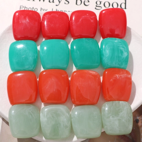 Resin DIY Jewelry Accessories Square Marble Pattern Rounded Edge Cabochons For Earrings Pendants Handcrafted Women Jewelry