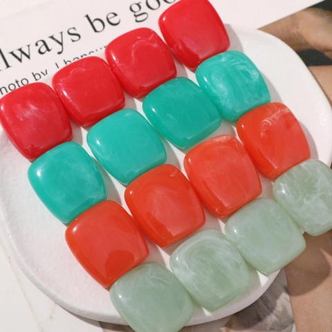 Resin DIY Jewelry Accessories Square Marble Pattern Rounded Edge Cabochons For Earrings Pendants Handcrafted Women Jewelry