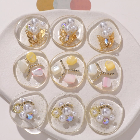 DIY Resin Flatback Charms For Jewelry Making Butterfly Artificial Pearl Rhinestone Embellishments For Hair Clips Phone Case Decor