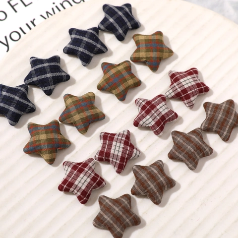 Parche de Estrella de Tela a Cuadros Retro Japonés para Accesorios de Joyería DIY Decoración de Ropa Botones de Estrella