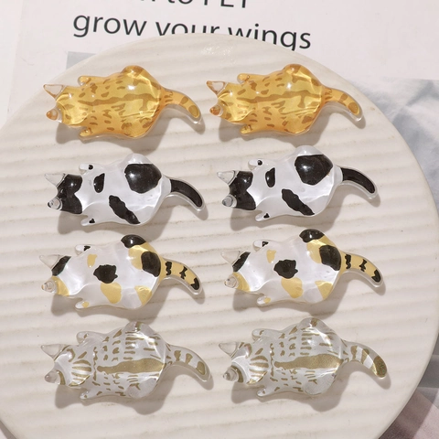 Cabujones de Resina de Gato Espalda Plana Pulido Gato Naranja Vaca Calicó Atigrado Parche DIY Funda Teléfono Pegatina Joyería