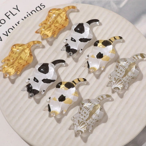 Cabujones de Resina de Gato Espalda Plana Pulido Gato Naranja Vaca Calicó Atigrado Parche DIY Funda Teléfono Pegatina Joyería