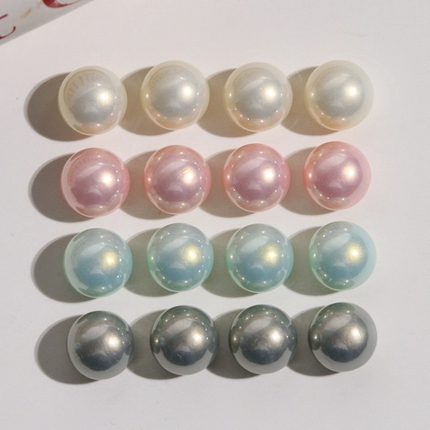 12mm Mermaid Gradient Artificial Pearl Beads Acrylic Round Dome Cabochon DIY Earring Jewelry Making Handmade Accessories