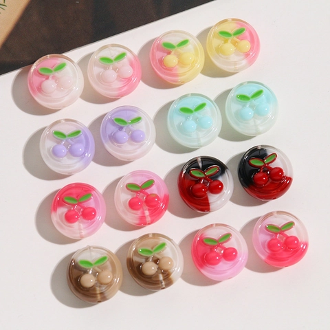 Sweet Cute Resin Cherry Round Beads DIY Jewelry Making Accessories For Earrings Bracelets Necklaces Cartoon Fruit Beads