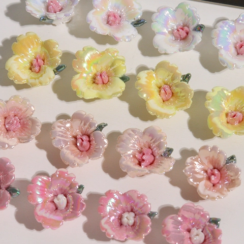 Keramik Blume DIY Schmuck Zubehör Perlmutt Dreidimensional Blumig Handwerk Teile Für Ohrringe Haarnadel Brosche Handgemacht
