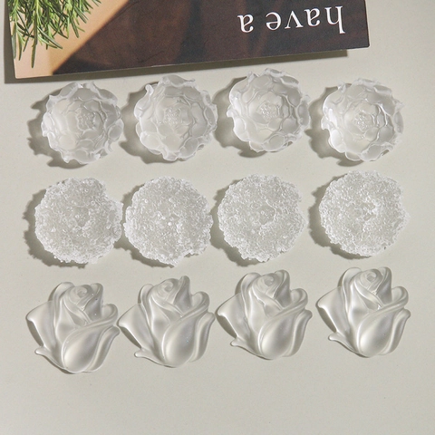 Resin Flower Charms For DIY Jewelry Making Matte Frosted Tulip Rose Daisy Shapes Decorative Accessories For Phone Case