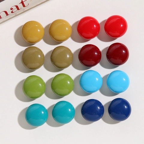 Cute Resin Round Flatback Cabochons Solid Color Glossy DIY Earring Phone Case Jewelry Making Decorative Accessories