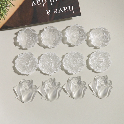 Resin Flower Charms For DIY Jewelry Making Matte Frosted Tulip Rose Daisy Shapes Decorative Accessories For Phone Case