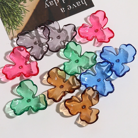 Amuletos de Flor de Tulipán de Acrílico Transparente Accesorios de Bricolage para Pendientes y Funda de Teléfono